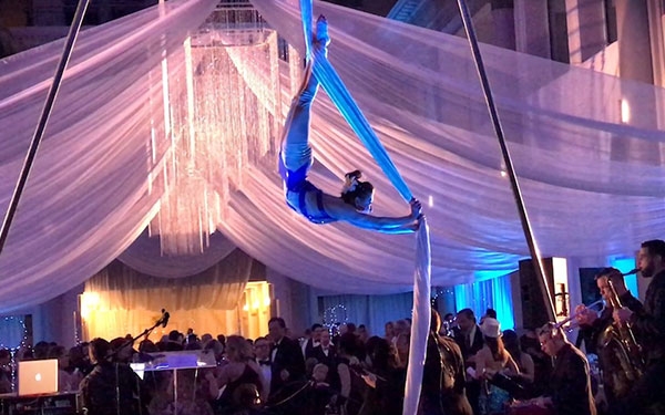 image of christine morano performing on aerial fabric